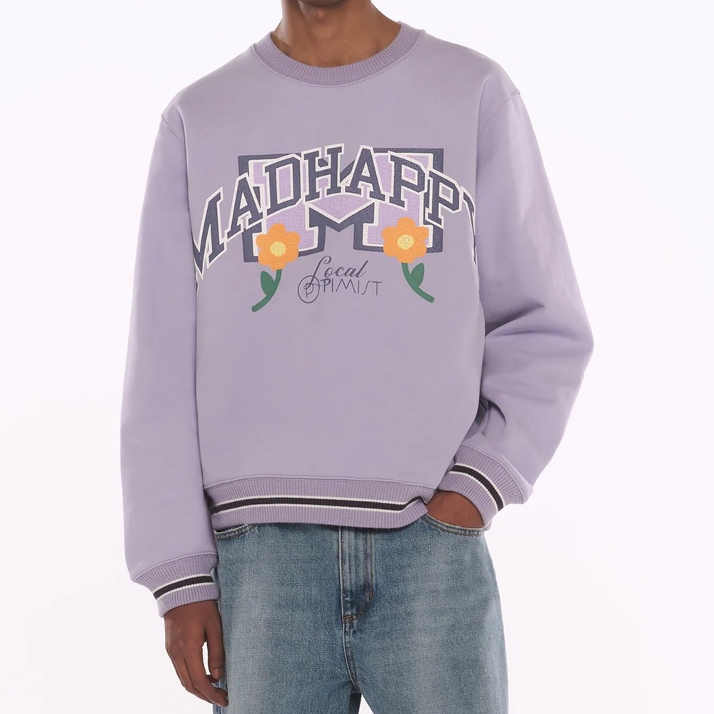 Madhappy Rib Fleece Crewneck in Periwinkle